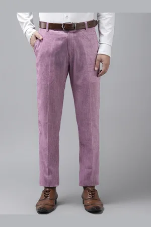 Hangup Men Purple Regular Fit Solid Formal Trousers