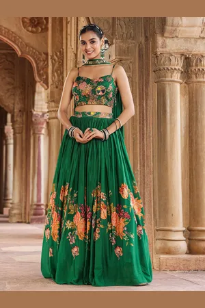 SCAKHI Embroidered Beads & Stones Chinon Silk Ready to Wear Lehenga & Blouse With Dupatta