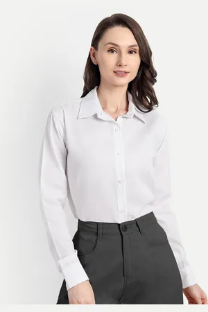 FNOCKS Women Classic Fit Spread Collar Solid Cotton Formal Shirt