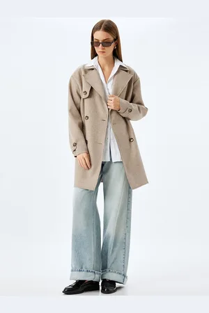 Koton Women Notched Lapel Long Sleeves Overcoat