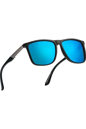 Royal Son Unisex Blue Lens & Black Square Sunglasses CHI00122-C3