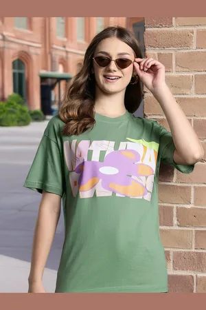 DressBerry Women Pure Cotton Printed Drop-Shoulder Sleeves T-shirt