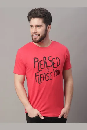 DOOR74 Men Red V-Neck T-shirt