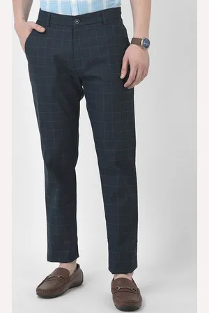 Crimsoune Club Men Mid-Rise Checked Slim Fit Formal Trousers