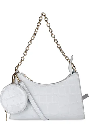 marie claire White & Gold-Toned Textured Structured Shoulder Bag