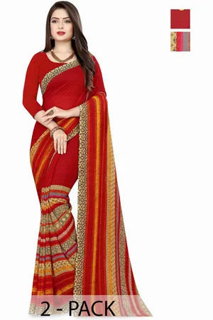 ANAND SAREES Polka Dot Half and Half Saree Pack of 2