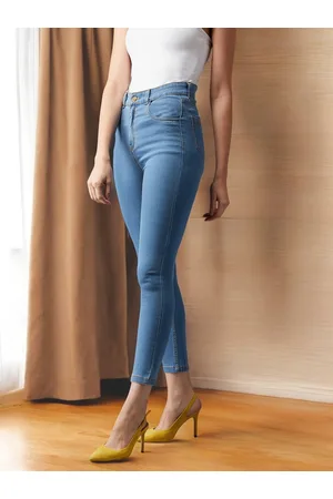 DOLCE CRUDO Women Skinny Fit High-Rise Light Fade Stretchable Jeans