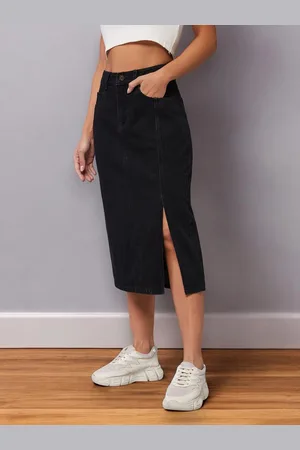 DOLCE CRUDO Women Denim A-Line Midi Skirt
