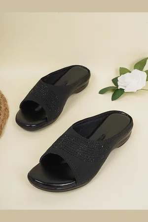 STYLE SHOES Embellished Open Toe Mules