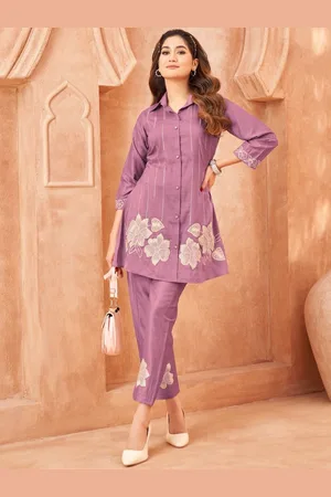AUTUMN LANE Floral Printed Shirt Collar Tunic With Trouser