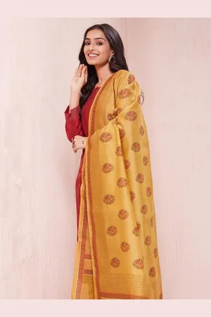 Fabindia Floral Printed Cotton Silk Dupatta