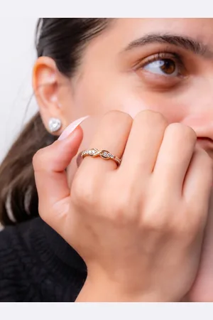 Mabel 925 Sterling Silver Rose Gold Plated Stone Studded Finger Ring