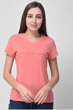 Woodland Women Coral Printed T-shirt