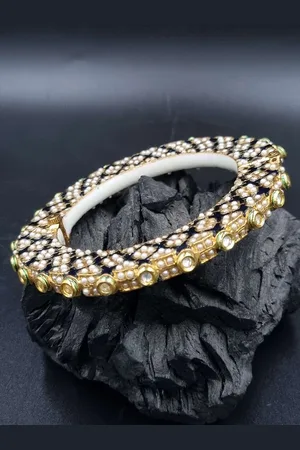 Anouk Gold Plated Pearl Studded Ethnic Rajasthani Bangles