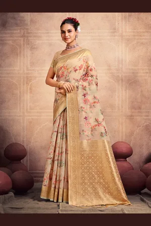 SANGAM PRINTS Woven Design Zari Cotton Saree