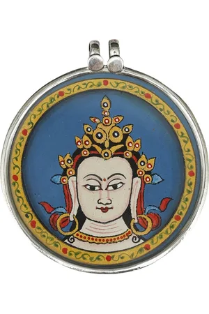 Exotic India Sterling Silver Chenrezig Face Pendant
