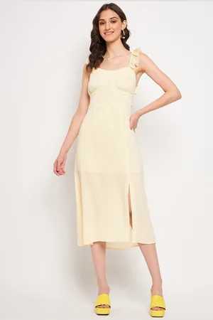 CAMLA Striped Shoulder Strap A-Line Midi Dress