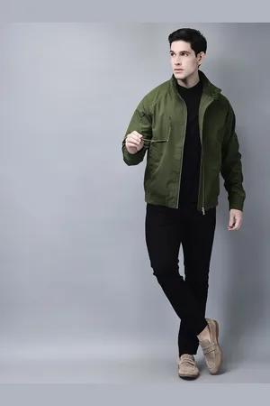 Woodland Men Mandarin Collar Solid Casual Bomber Jacket