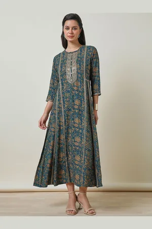 Soch Women Ethnic Motifs Printed A-Line Ethnic Dresses With Sequins Work