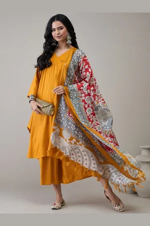InWeave Women Striped Empire Kurta with Palazzos & With Dupatta