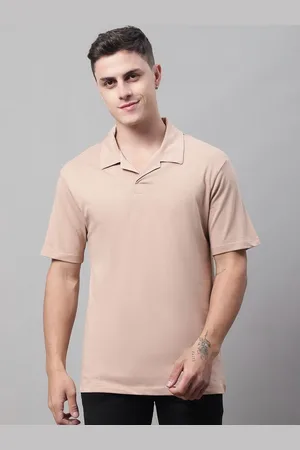 DOOR74 Men Solid Polo Collar Cotton T-shirt