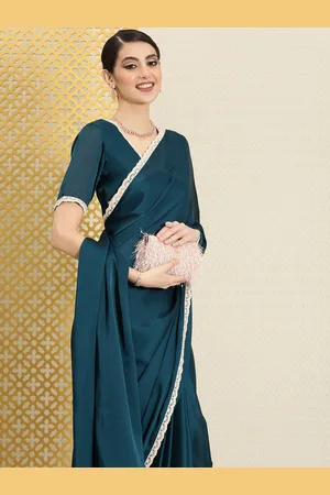 House of Pataudi Laced Border Satin Saree