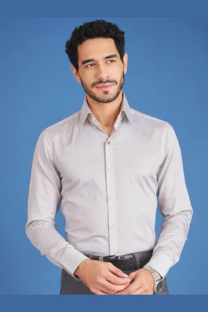 LOUIS STITCH Opaque Spread Collar Printed Cotton Formal Shirt