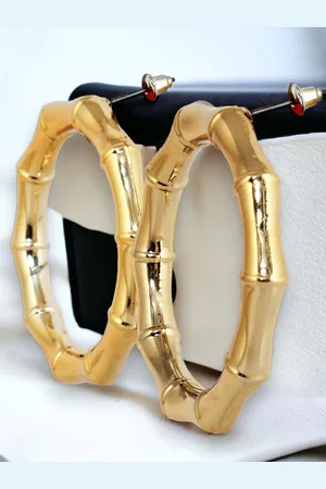 Lucky Jewellery 18 KT Gold-Plated Circular Drop Earrings