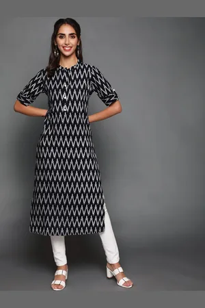 Antaran Women Chevron Printed Pure Cotton Kurta