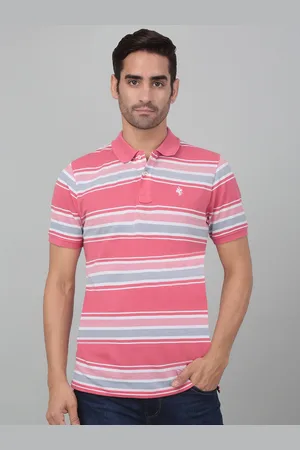 CANTABIL Striped Polo Collar Knitted Cotton Pockets T-shirt