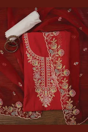 Jaipur Zari Pure Cotton Dress Material with Dupatta