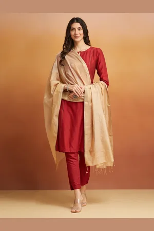 Fabindia Beige Cotton Silk Blend Maheshwari Dupatta