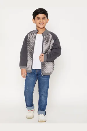 JWAAQ Boys Cable Knit Printed Cardigan