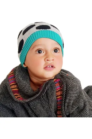 Bharatasya Infant Kids Polka Dots Self Design Cotton Beanie