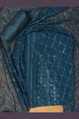Jaipur Unstitched Embroidered Silk Georgette Dress Material With Dupatta