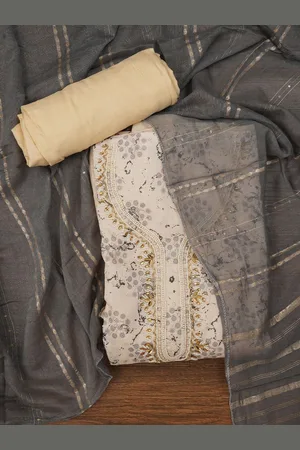 Jaipur Unstitched Embellished Cotton Blend Dress Material with Dupatta
