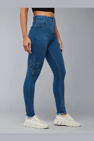 DOLCE CRUDO Macau Ruins Women Skinny Fit High-Rise Embellished Stretchable Jeans