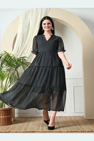 Kalini Flared Sleeve Georgette A-Line Maxi Dress