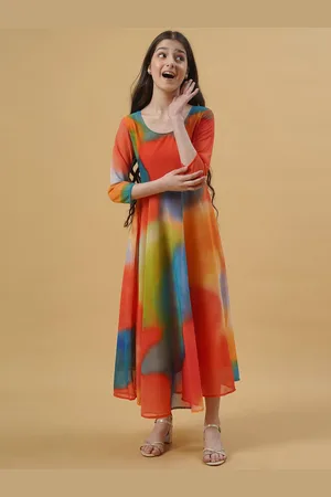 BAESD Girls Dyed Georgette Maxi Dress