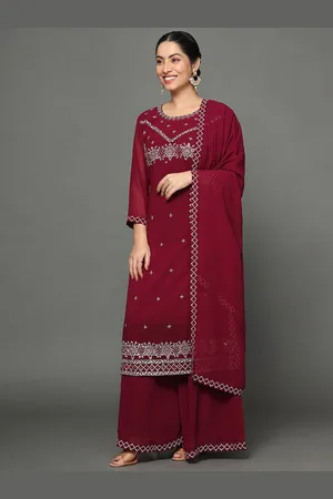 Ziva Fashion Women Ethnic Motifs Embroidered Thread Work Kurta with Sharara & With Dupatta