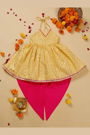 SAKA DESIGNS Girls Ethnic Motifs Printed Kurta with Dhoti Pants