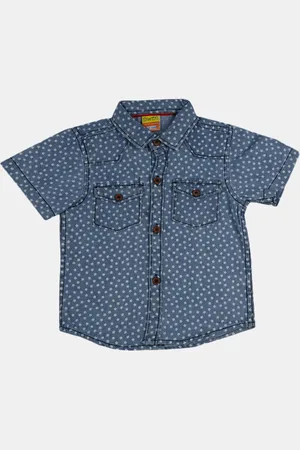 V-Mart Unisex Kids Blue Floral Printed Casual Shirt