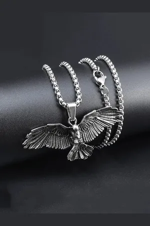 Krelin Men Silver-Plated Eagle Pendant & Chain