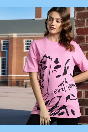 DressBerry Women Printed Drop-Shoulder Sleeves Pure Cotton T-shirt