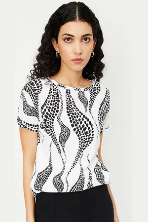 Max Collection Women Abstract Printed Round Neck Cotton T-shirt