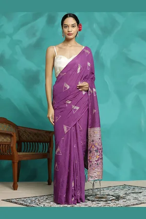 Jaipur Silk Blend Banarasi Zari Woven Saree
