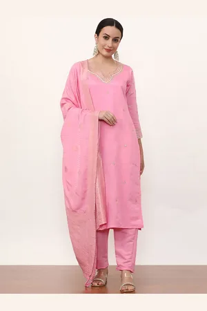 Jaipur Women Ethnic Motifs Embroidered Regular Chanderi Silk Kurta with Trousers & With Dupatta