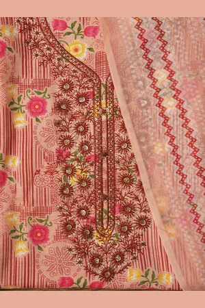 Jaipur Women Unstitched Embroidered Cotton Dress Material With Dupatta
