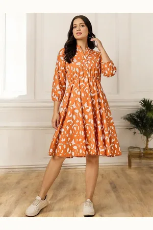 Azira Print Puff Sleeve Fit & Flare Midi Dress