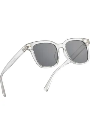 Royal Son Unisex Black Lens & White Square Sunglasses with Polarised Lens